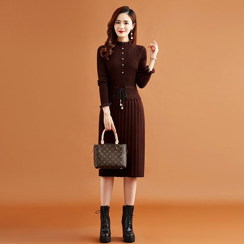 New Slim Fit Inner Wear Sweater Bottom Skirt Autumn And Winter Knitting Dress For Women