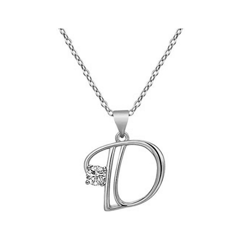 Cubic Zircon Alphabet Pendants Silver Color Letter Pendant Necklace