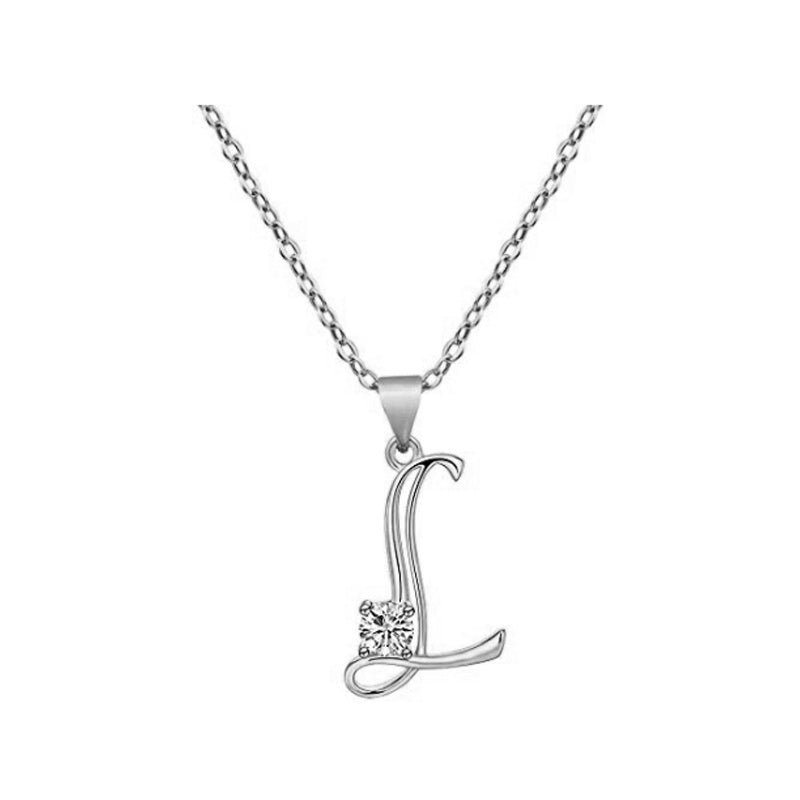 Cubic Zircon Alphabet Pendants Silver Color Letter Pendant Necklace