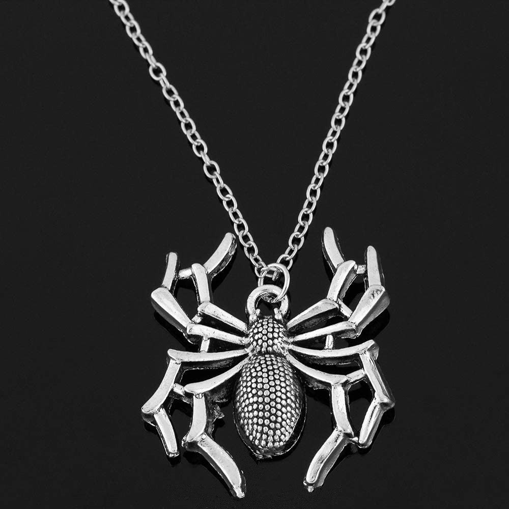 Necklace Jewelry Pendants Cross-Chain Spider Silver-Color Halloween Gift Womens Short