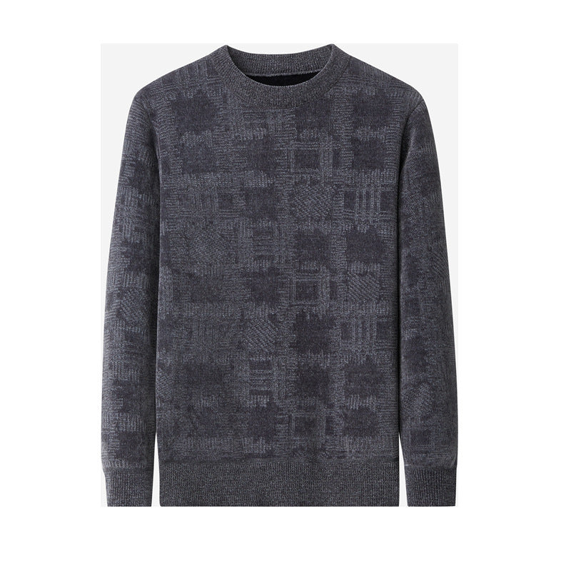 Winter Fleece-lined Chenille Sweater For Men