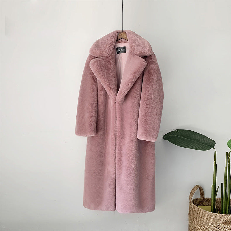 Thick long fur coat faux fur faux fur coat