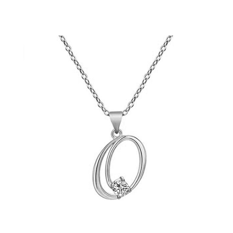 Cubic Zircon Alphabet Pendants Silver Color Letter Pendant Necklace