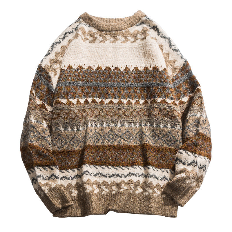 New Ethnic Style Color Sweater Men Loose