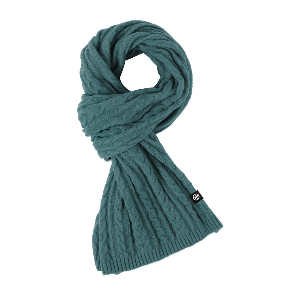 Solid Color Scarf For Women Winter Warm Fashion Versatile  Shawl Korean Style Sweet Knitted Woolen Long Scarf