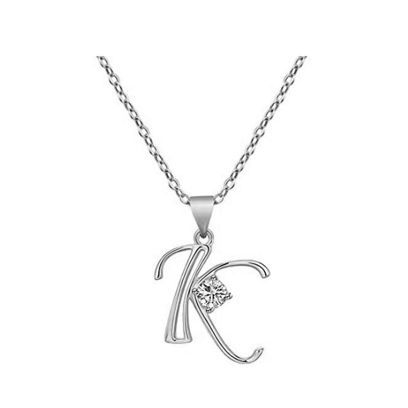 Cubic Zircon Alphabet Pendants Silver Color Letter Pendant Necklace