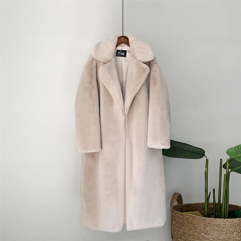 Thick long fur coat faux fur faux fur coat