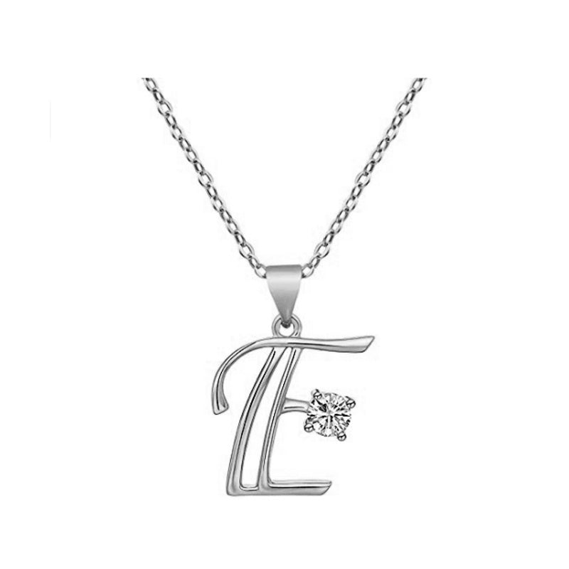 Cubic Zircon Alphabet Pendants Silver Color Letter Pendant Necklace