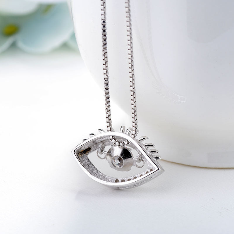 Korean version of S925 silver necklace, female temperament, clavicle chain, simple devil eye, personality silver gift to girlfriend's birthday gift