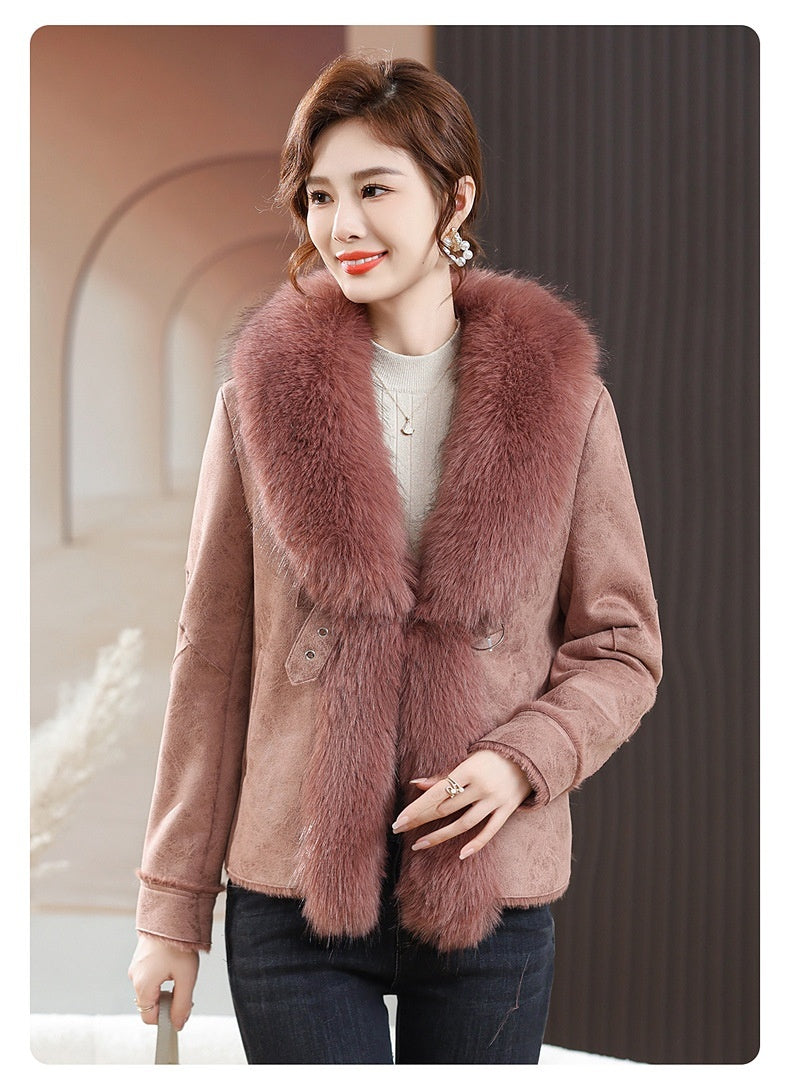 Fur Integrated Women's Short Coat Southern Winter Temperament