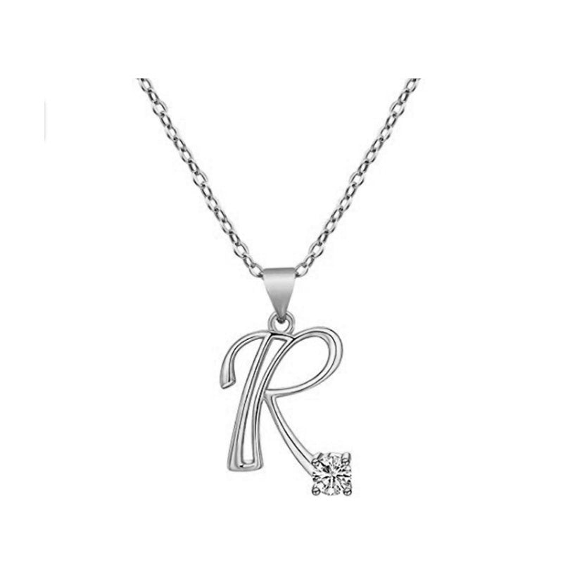 Cubic Zircon Alphabet Pendants Silver Color Letter Pendant Necklace