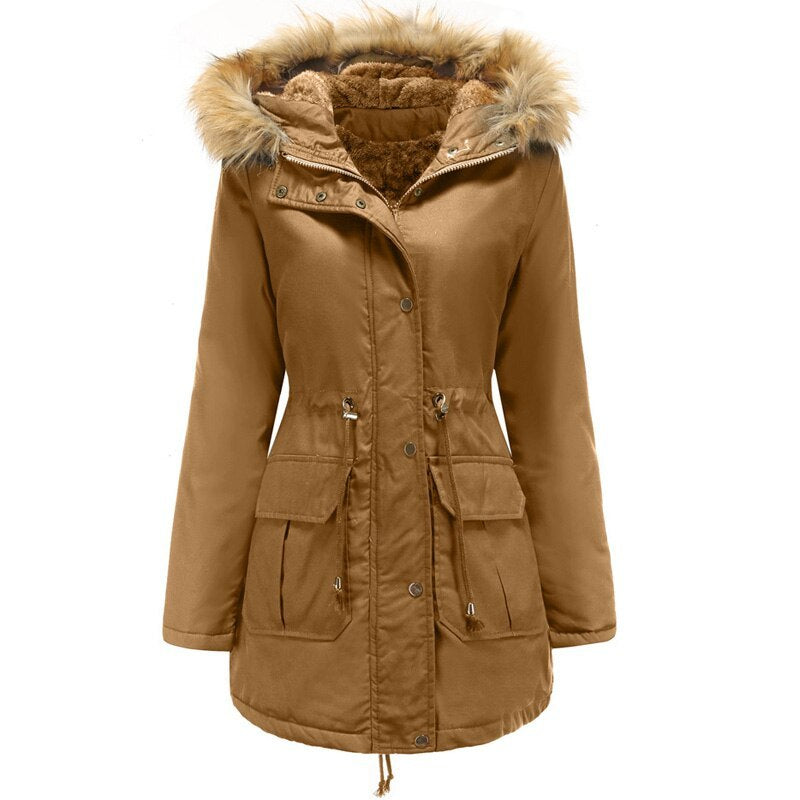 Hooded fur collar winter warm jacket