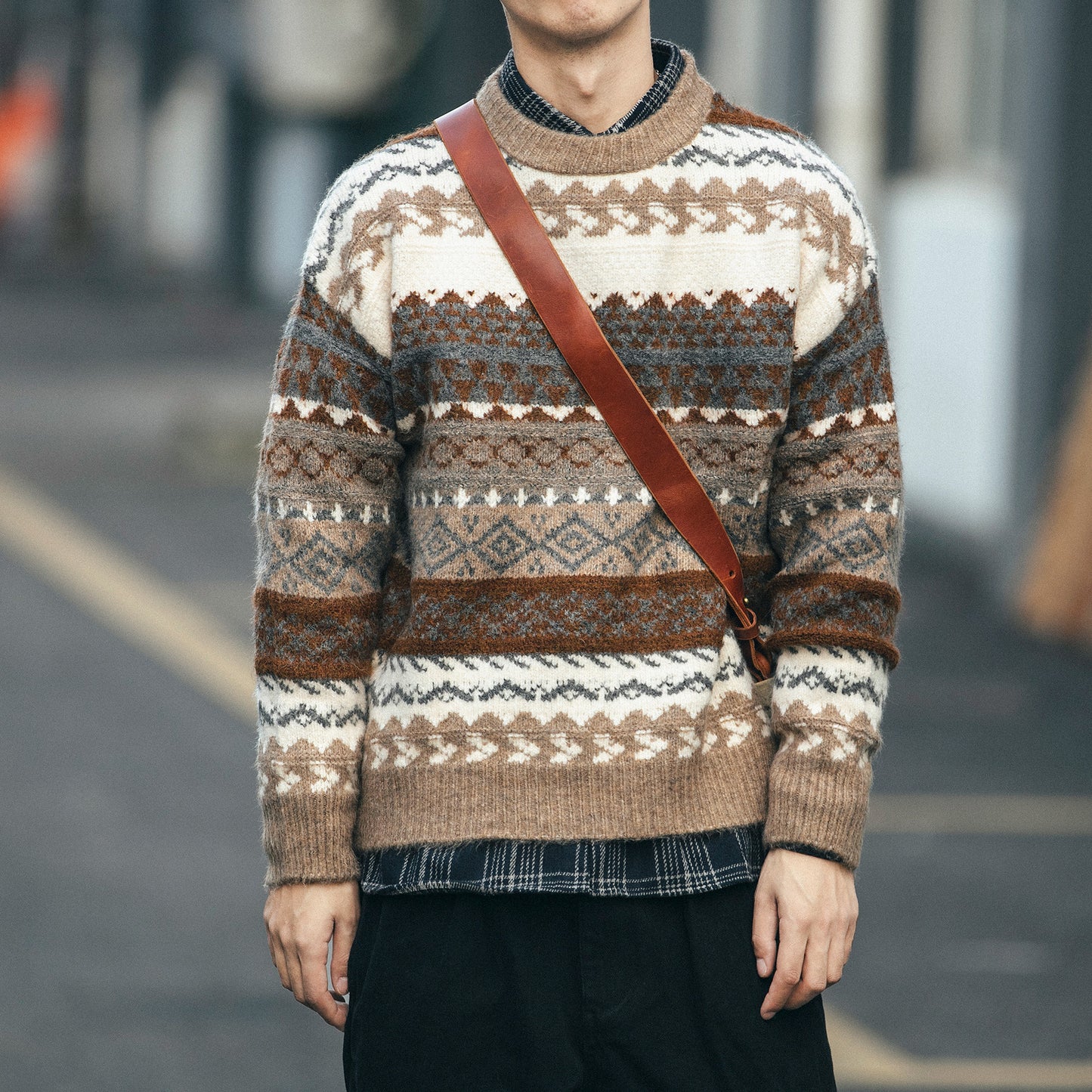 New Ethnic Style Color Sweater Men Loose