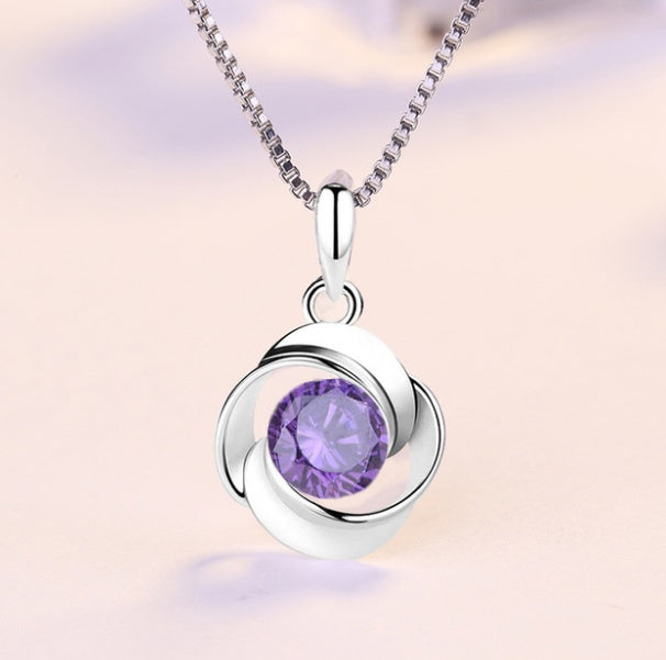 Fashion zircon necklace female rose pendant