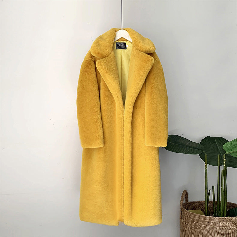 Thick long fur coat faux fur faux fur coat