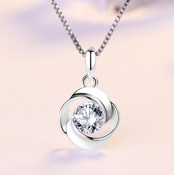 Fashion zircon necklace female rose pendant