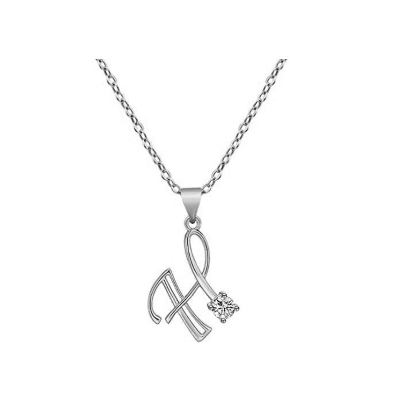 Cubic Zircon Alphabet Pendants Silver Color Letter Pendant Necklace