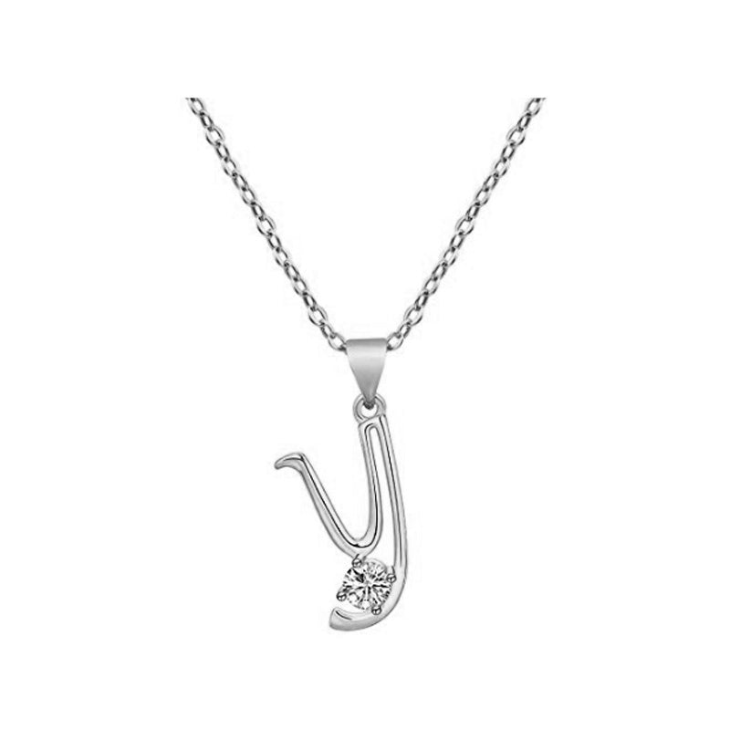 Cubic Zircon Alphabet Pendants Silver Color Letter Pendant Necklace