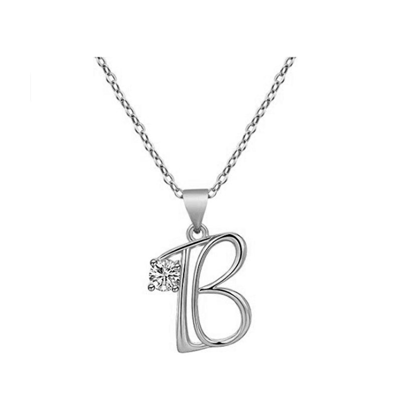 Cubic Zircon Alphabet Pendants Silver Color Letter Pendant Necklace