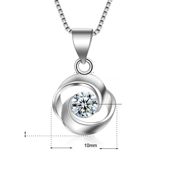 Fashion zircon necklace female rose pendant