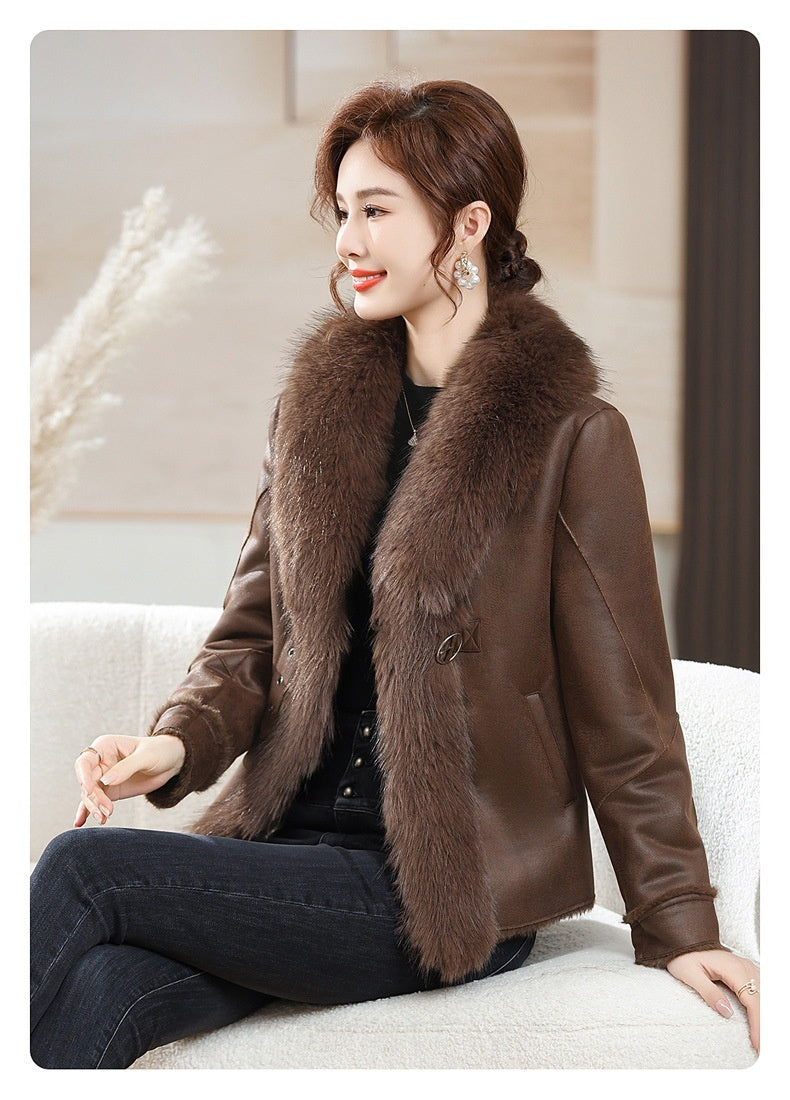 Fur Integrated Women's Short Coat Southern Winter Temperament