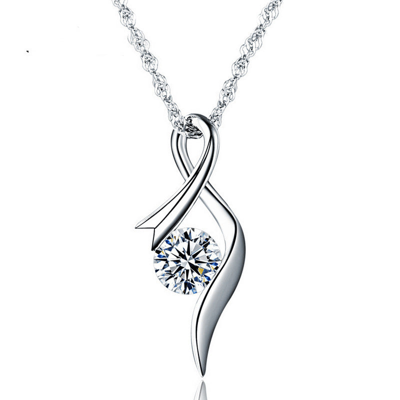 Fashion ribbon pendant inlaid with zircon