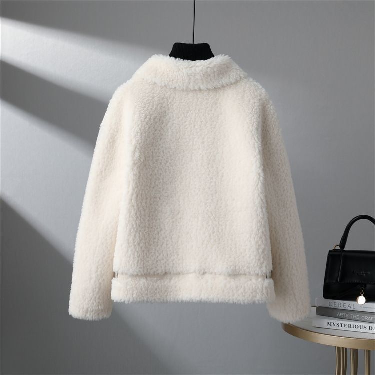 Winter New Fashion Particles Chenille Coat Stitching Fur Coat Women