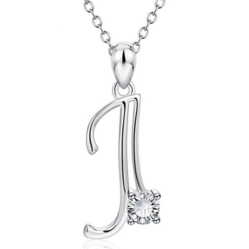 Cubic Zircon Alphabet Pendants Silver Color Letter Pendant Necklace