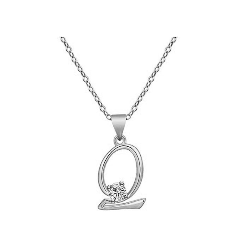 Cubic Zircon Alphabet Pendants Silver Color Letter Pendant Necklace