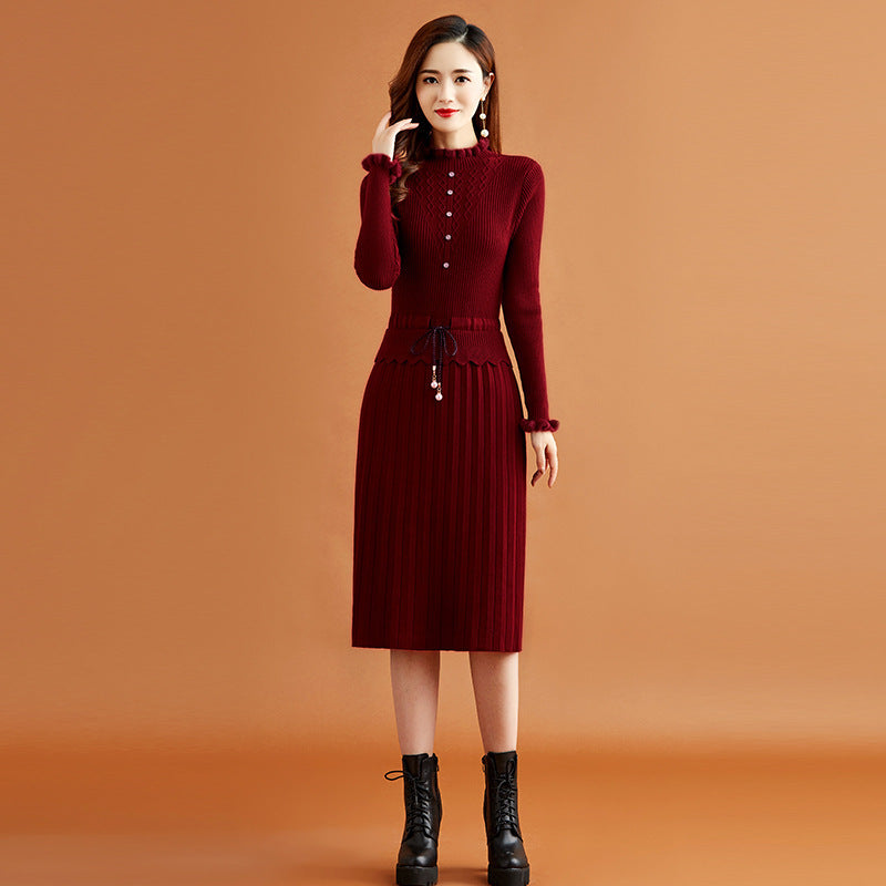 New Slim Fit Inner Wear Sweater Bottom Skirt Autumn And Winter Knitting Dress For Women