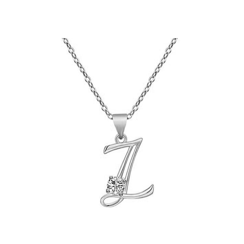 Cubic Zircon Alphabet Pendants Silver Color Letter Pendant Necklace