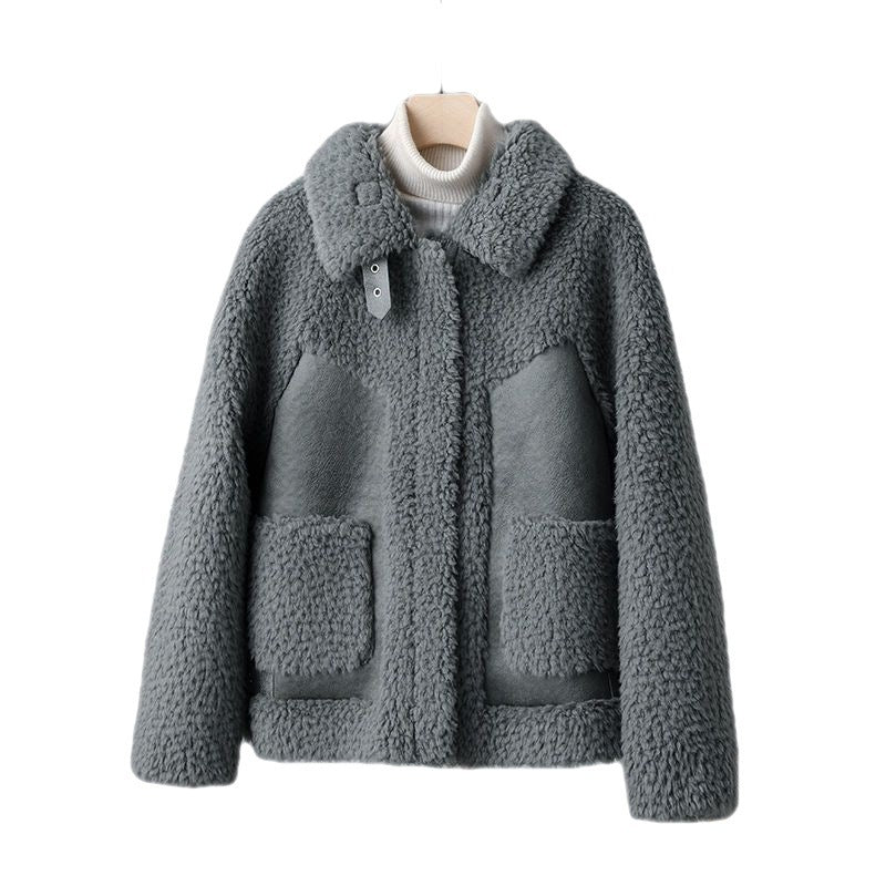 Winter New Fashion Particles Chenille Coat Stitching Fur Coat Women