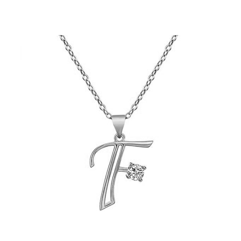 Cubic Zircon Alphabet Pendants Silver Color Letter Pendant Necklace