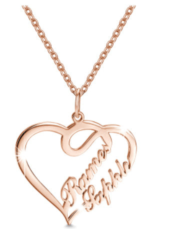 Personalized Custom Name Necklaces Pendant Double Heart Women Necklace