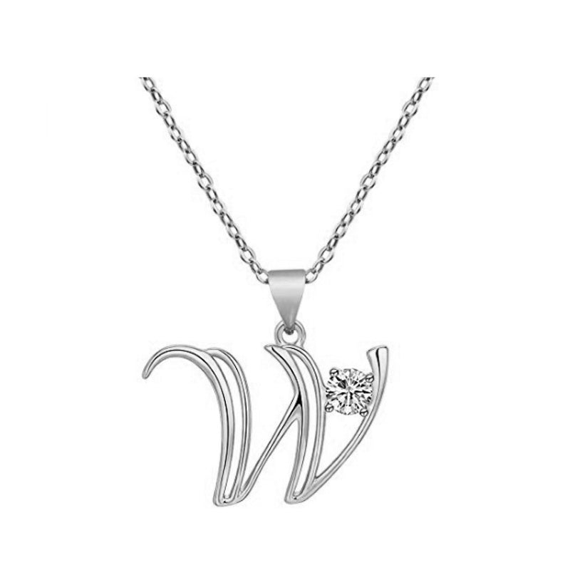 Cubic Zircon Alphabet Pendants Silver Color Letter Pendant Necklace