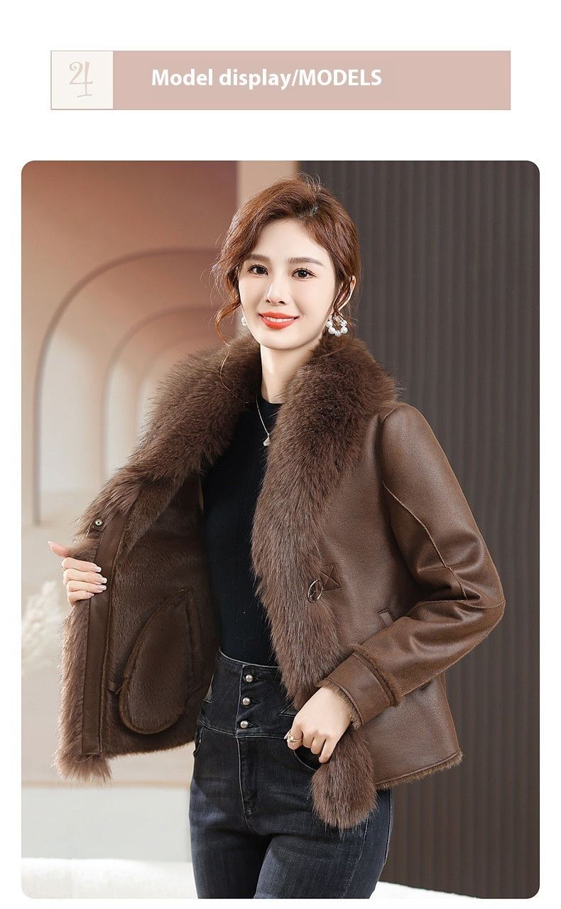 Fur Integrated Women's Short Coat Southern Winter Temperament