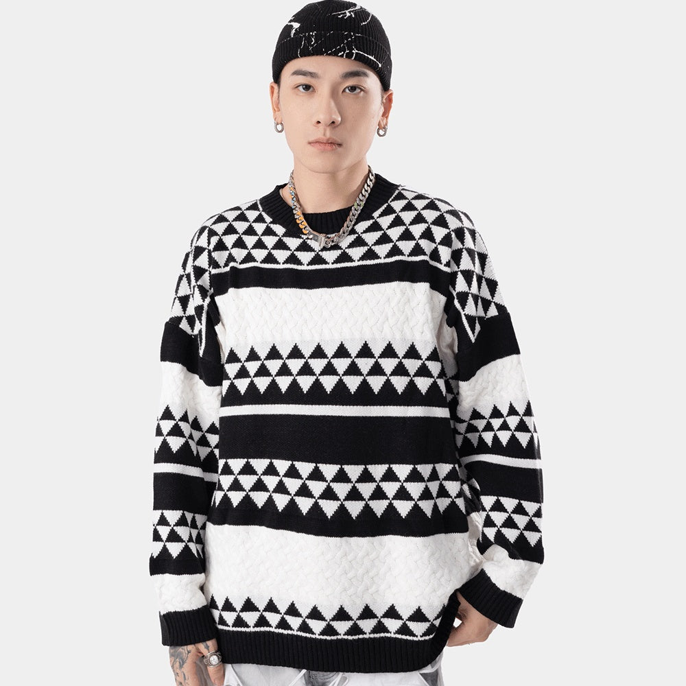 Lazy Style Colorblock Jacquard Sweater Men