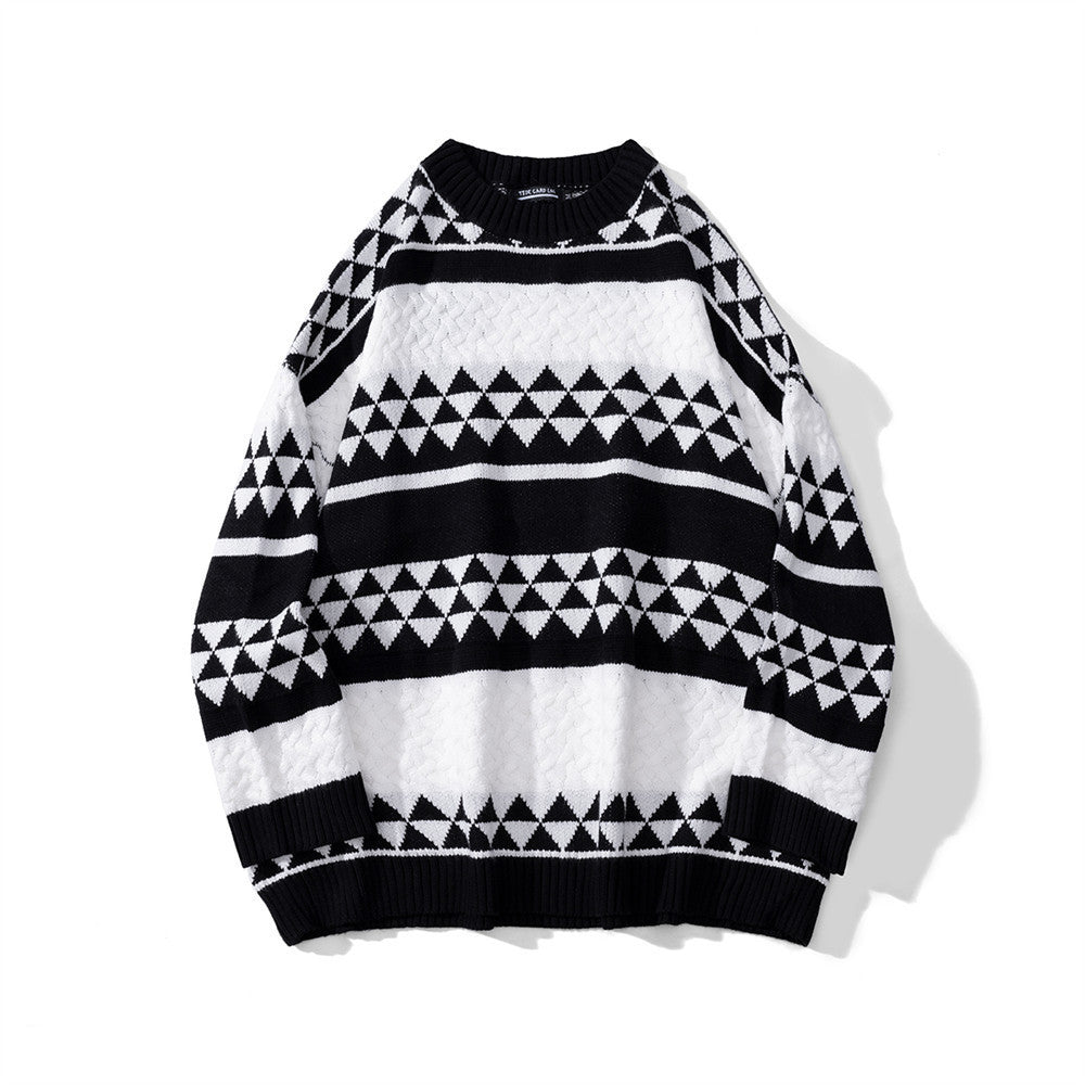 Lazy Style Colorblock Jacquard Sweater Men