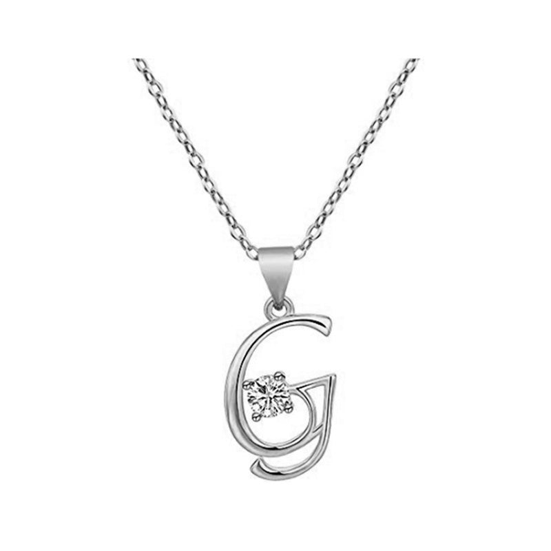 Cubic Zircon Alphabet Pendants Silver Color Letter Pendant Necklace