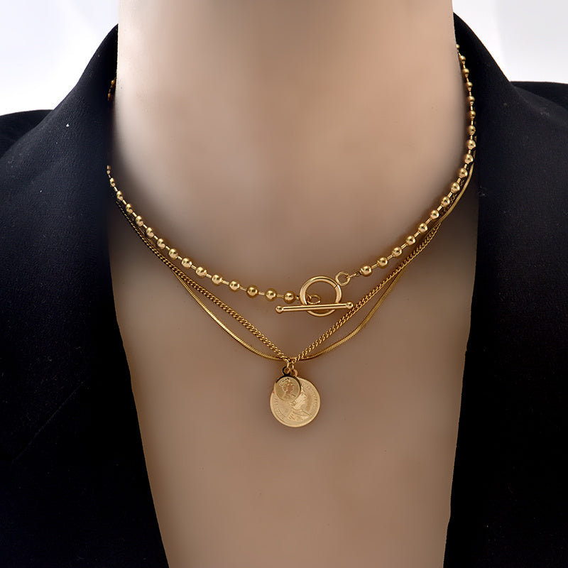 Temperament Portrait Three-layer Clavicle Minimalist Necklace