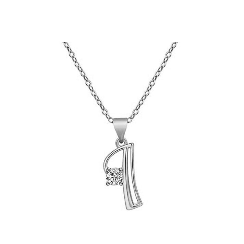 Cubic Zircon Alphabet Pendants Silver Color Letter Pendant Necklace