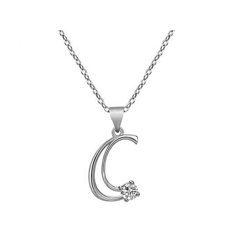 Cubic Zircon Alphabet Pendants Silver Color Letter Pendant Necklace