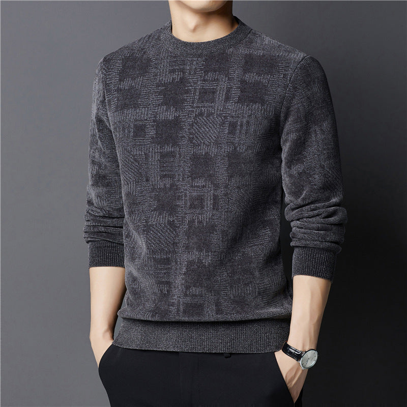 Winter Fleece-lined Chenille Sweater For Men