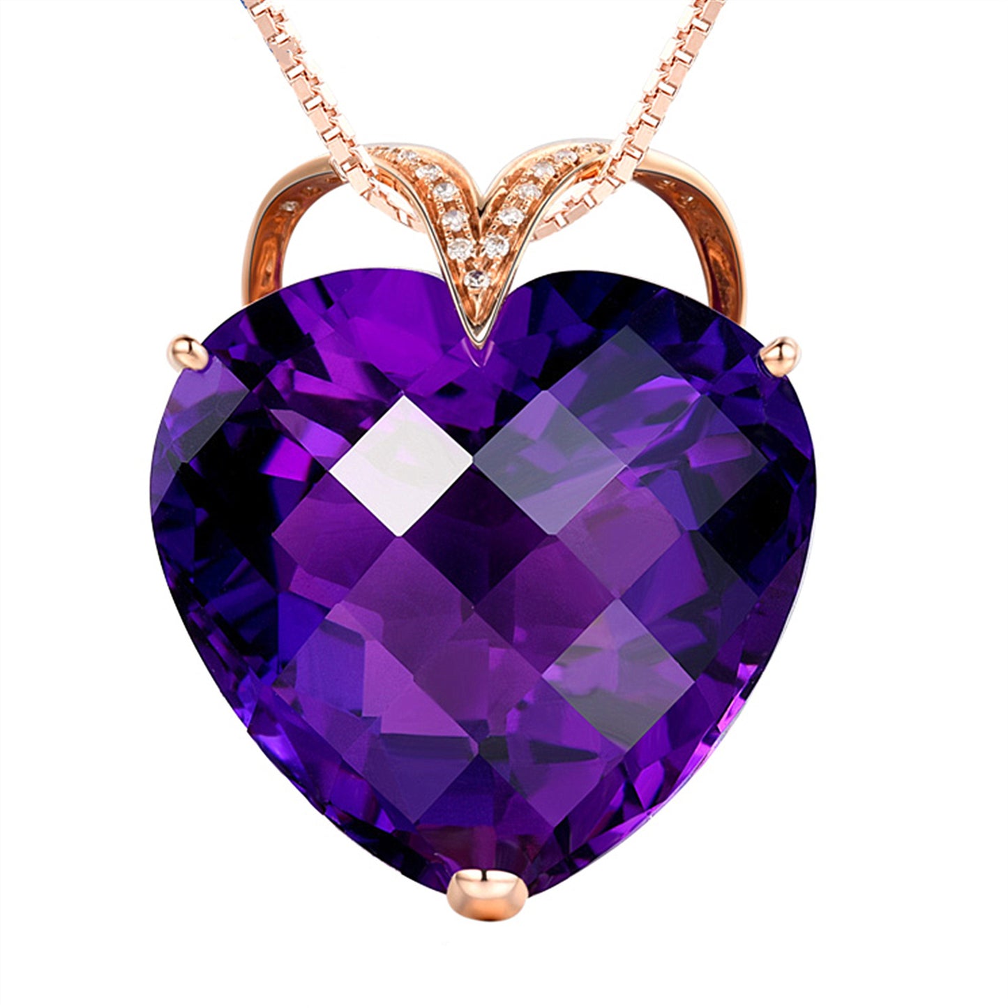 Amethyst Pendant Natural Love 18K Rose Gold