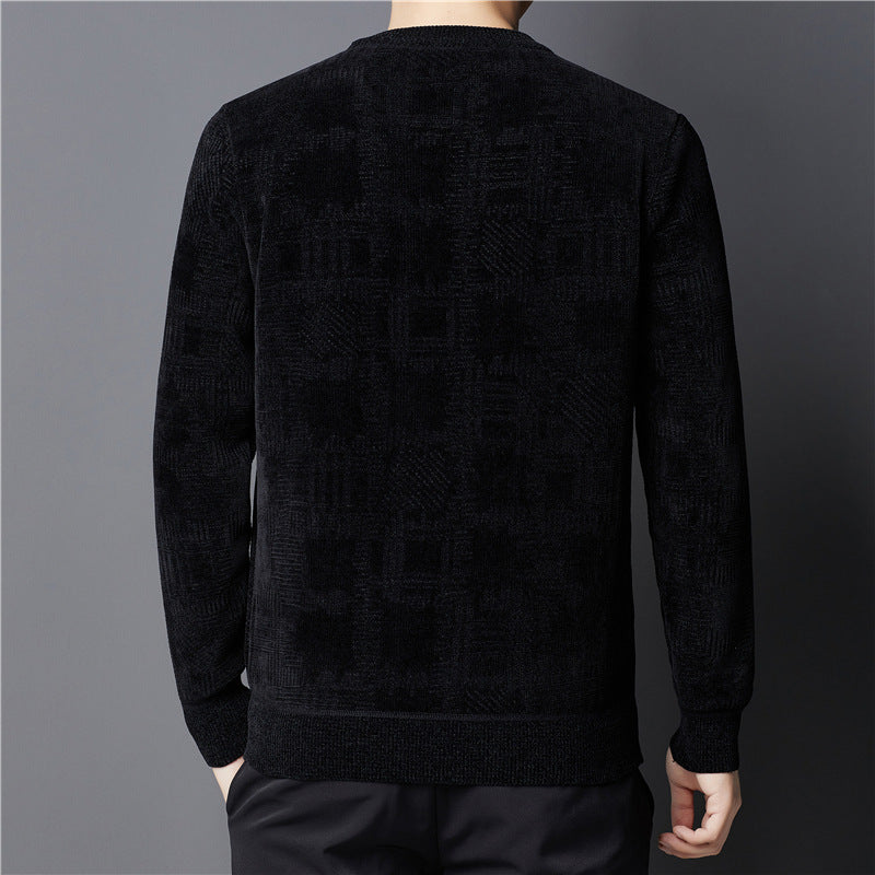 Winter Fleece-lined Chenille Sweater For Men